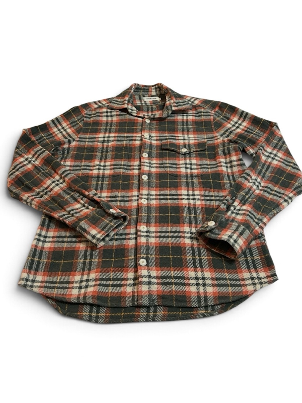 Taylor Stitch Mens Sz 40 The Crater Shirt Olive Plaid Heavy Flannel Button Down